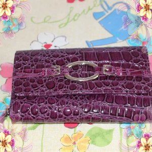 Purple Faux Alligator Women's Wallet with Calculator